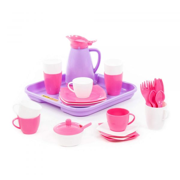 Set of children's dishes "Alice" for 4 persons with a tray Pretty Pink 40657